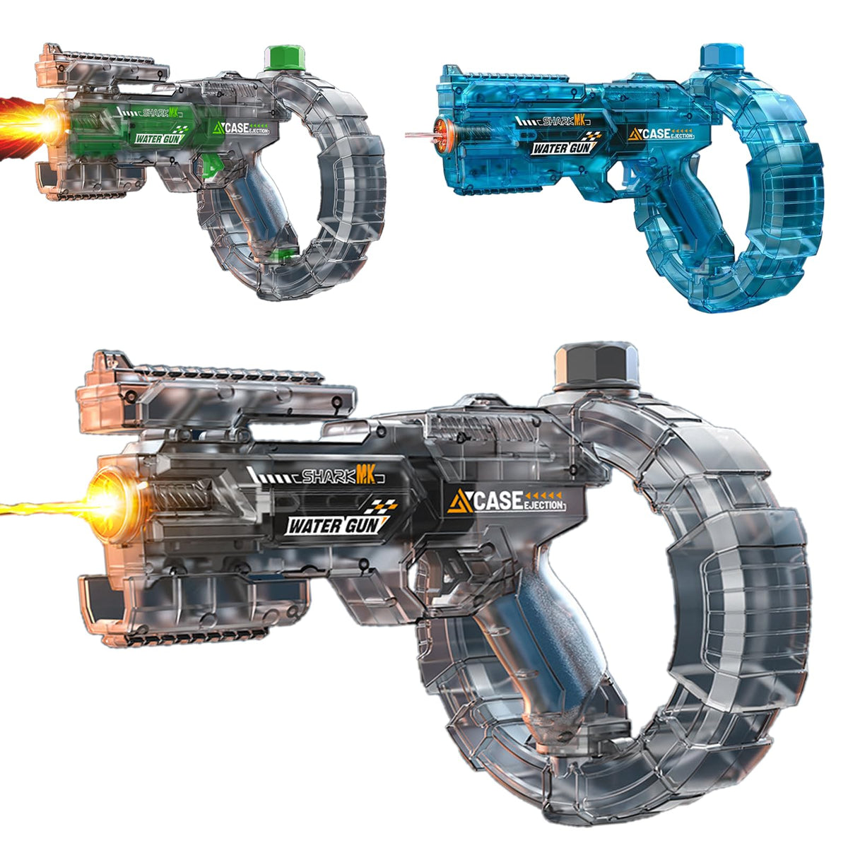 Mechanical Transforming Electric Water Gun - Automatic Water Blaster with Strobe Lights, Long Range & Mechanical Deformation, Outdoor Water Toy Gift Boys Girls (Blue)