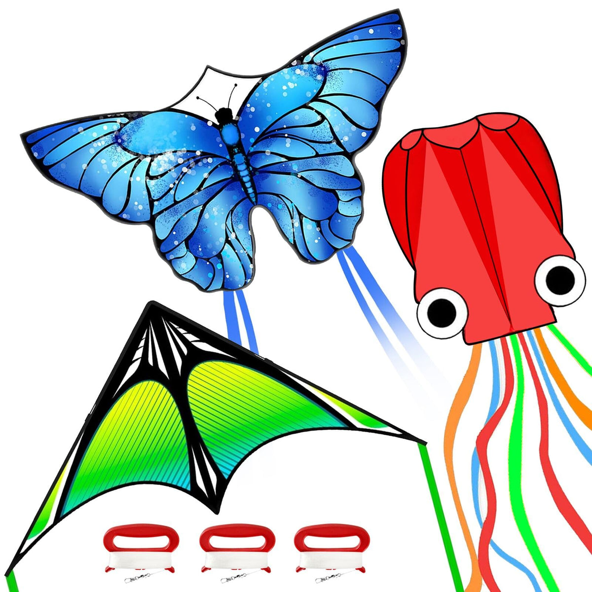 Large Beach Kite and Reel Winder with 650ft String for Kids and Adults, Single Line Kite, Extremely Easy to Fly for Beginners