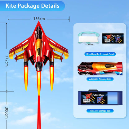 Fighter Jet Kite for Kids & Adults, Easy to Fly Airplane Kite