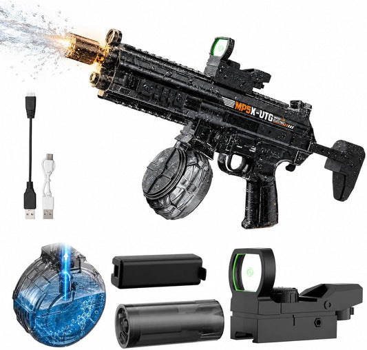 Electric Water Gun for Adults Kids, Automatic Self-Suction Water Gun with 34FT Long Range, 540ML Water Blaster for Pool Beach Summer Outdoor Gifts（Large Black）