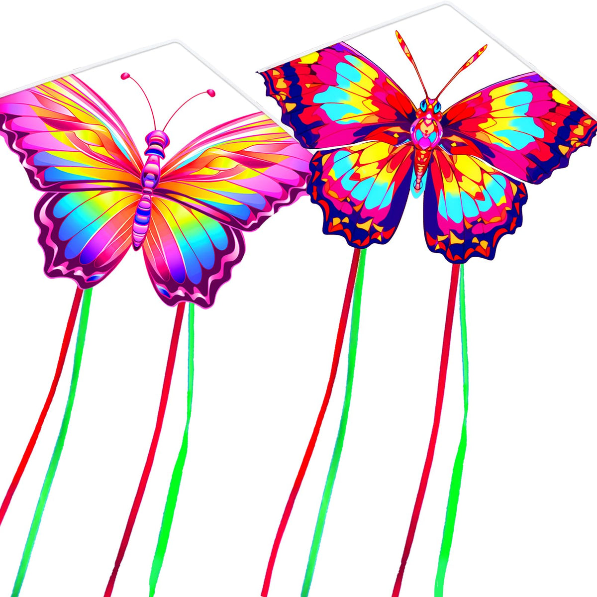 HENGDA KITE 2 Pack Butterfly Kite,for Kids and Adults,Easy to Fly,Excellent Fabric and Structure Design,The Pictures are Beautiful in high Definition,Suitable for Beginners(31x22)
