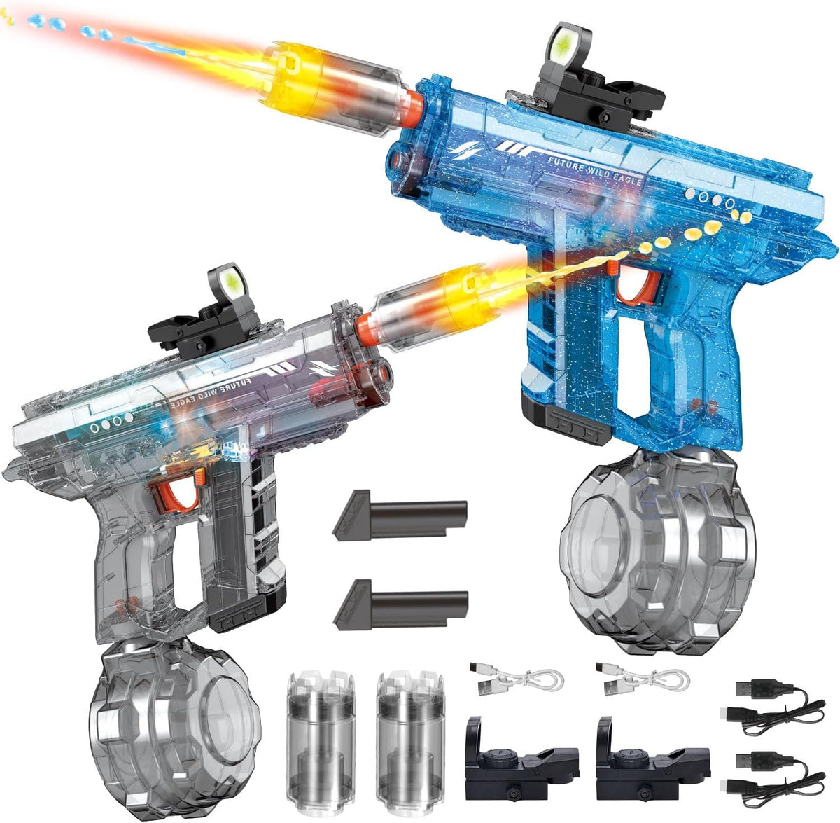 2 Pack Electric Water Gun for Adults Kids: Light Up Automatic Squirt Guns, 26-32FT Long Range, 800CC Capacity, Summer Outdoor Pool Games for Ages 8-12, Beach Backyard Party Toys Gift Boys