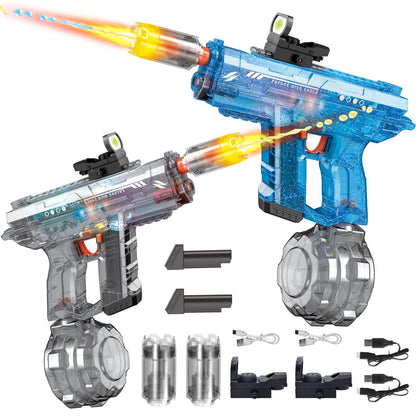 2 Pack Electric Water Gun for Adults Kids: Light Up Automatic Squirt Guns, 26-32FT Long Range, 800CC Capacity, Summer Outdoor Pool Games for Ages 8-12, Beach Backyard Party Toys Gift Boys