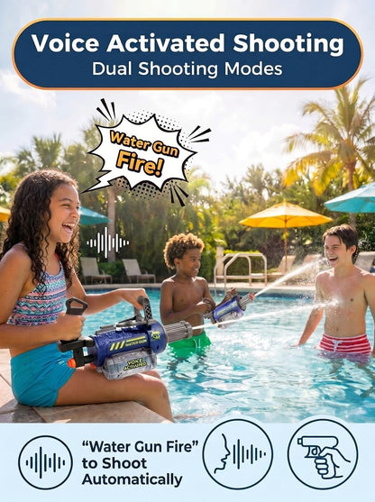 Electric Water Gun for Kids with Voice Control, Blue
