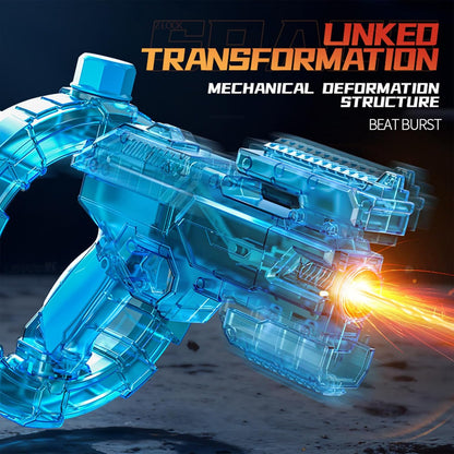 Mechanical Transforming Electric Water Gun - Automatic Water Blaster with Strobe Lights, Long Range & Mechanical Deformation, Outdoor Water Toy Gift Boys Girls (Blue)
