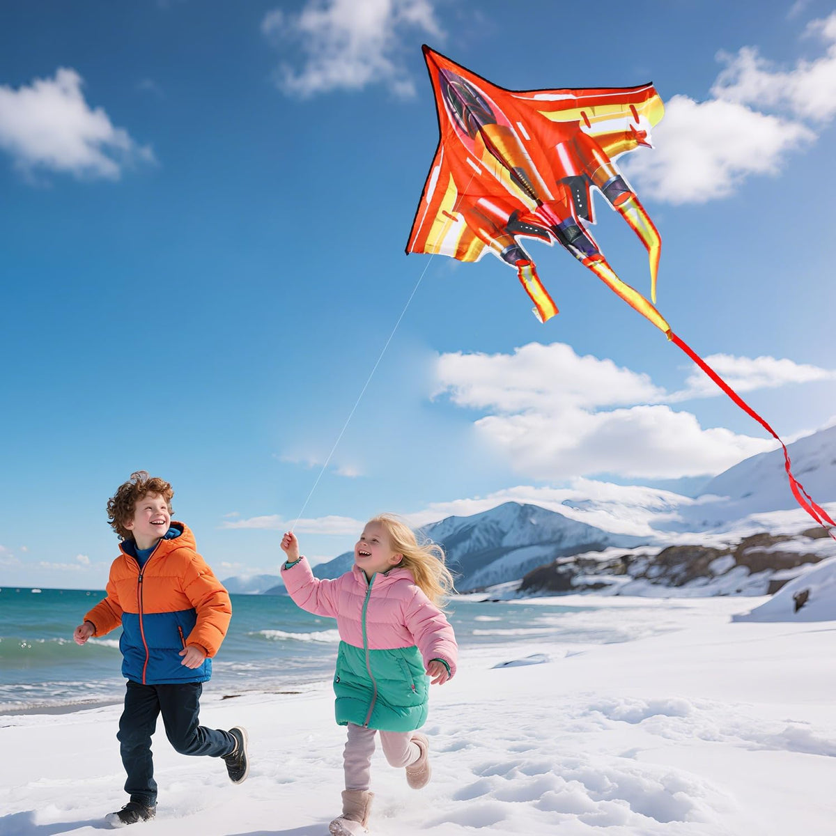 Fighter Jet Kite for Kids & Adults, Easy to Fly Airplane Kite