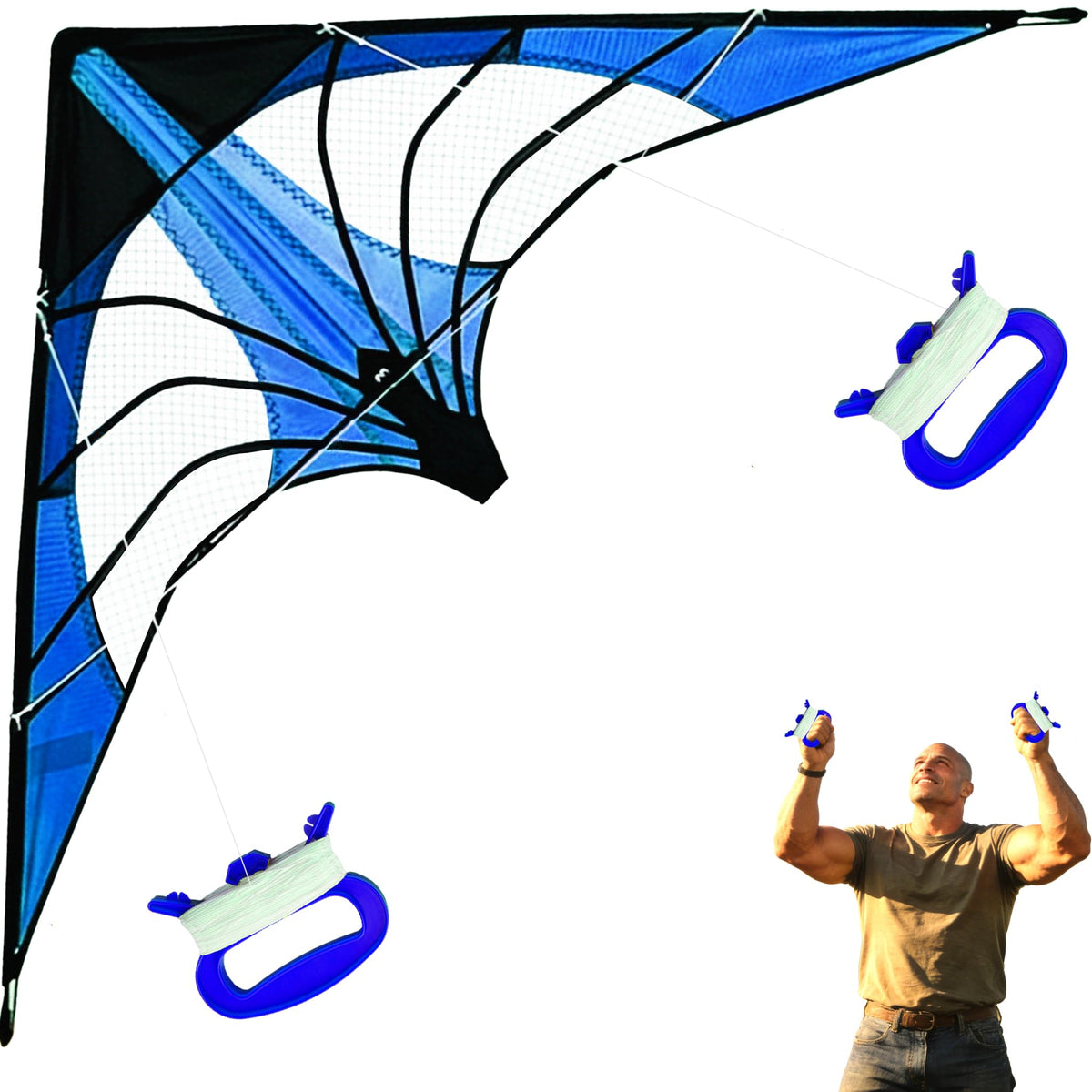 HENGDA KITE-Upgrade Star Rhyme 48 Inch Dual Line Stunt Kite for Kids and Adults,Outdoor Sports,Beach and Fun Sport Kite,Handle,Line,and Bag Included