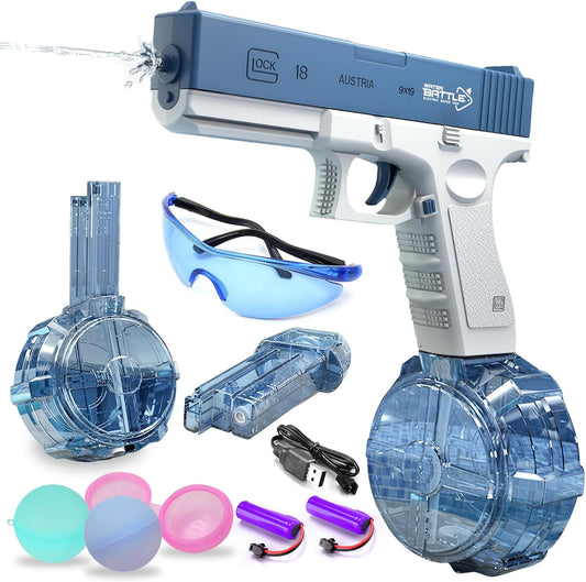 Electric Water Gun for Kids & Adults, Automatic Water Pistol with 26-32 FT Long Range, Leak-Proof Rechargeable Squirt Gun, Summer Outdoor Pool Beach Backyard Water Fighting Toy for Boys Girls