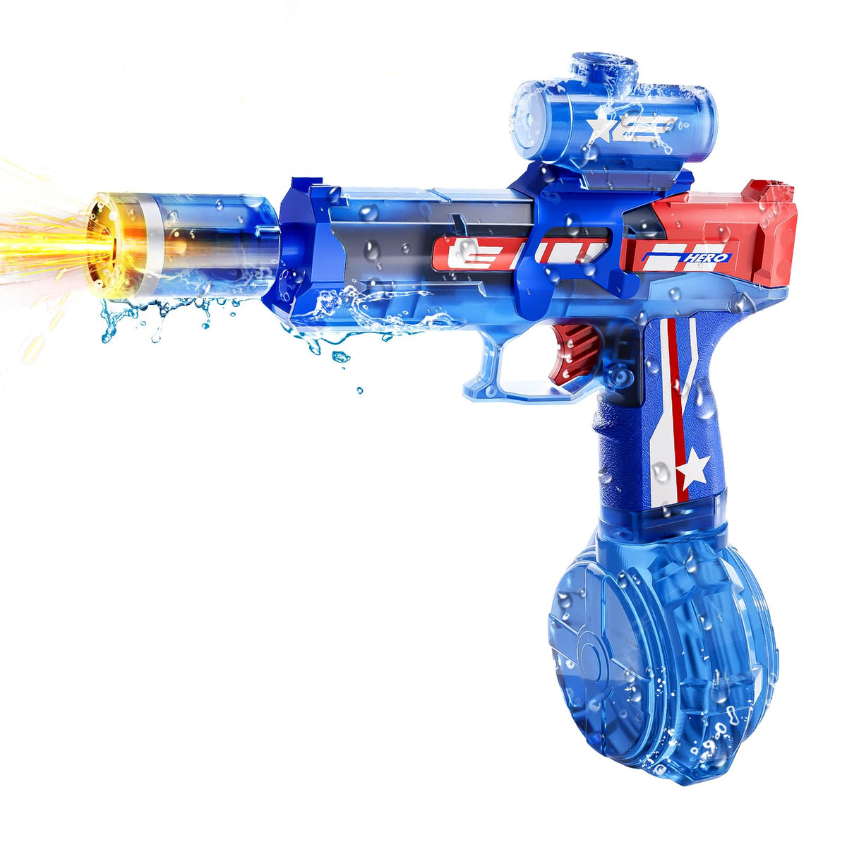 Electric Water Guns for Adults Kids, Automatic Squirt Gun, with 26FT Range, Super Blaster Soaker High Capacity Pistol for Swimming Pool Party Toy ColorBlast LED Electric Water Gun (Blue)
