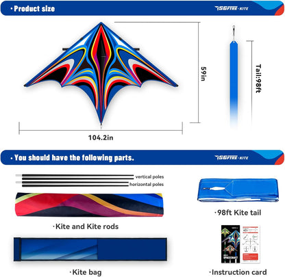 SGftre Delta Kite for Kids & Adults，Extremely Easy to Fly for Beginners，Kites for Beach Trip Park Family Outdoor Activities