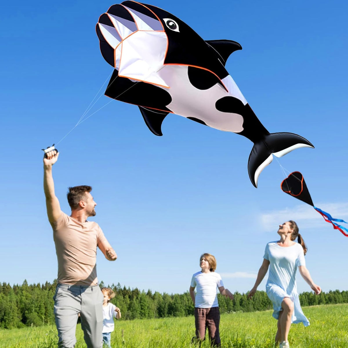 HENGDA KITE 3D Kite for Kids and Adults,Easy to Fly,Excellent Fabric and Structure Design，Huge Frameless Soft Parafoil Giant Whales Dolphins Kite