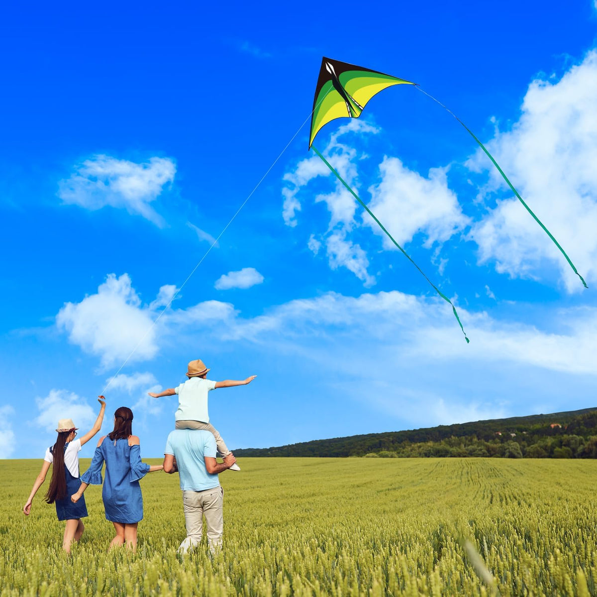 Large Delta Kite for Kids & Adults, Easy to Fly Kite with Line