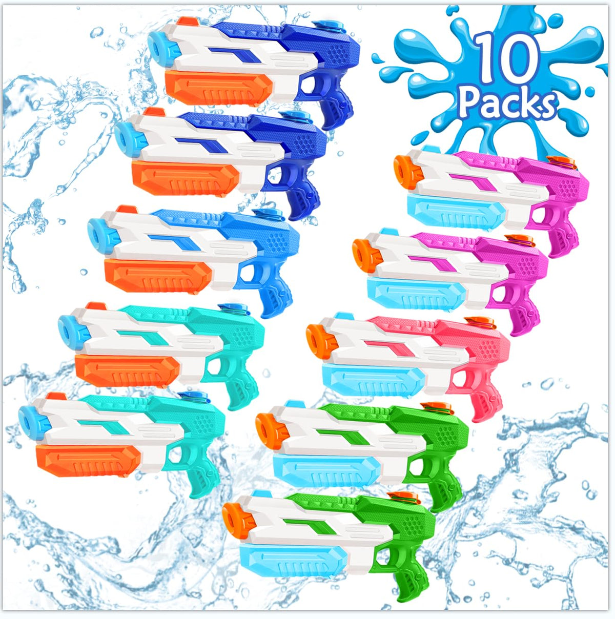 600cc Water Gun for Kids Adults：6 Pack Squirt Blasters Super Water Gun Soaker with Long Range High Capacity for Boys Girls Summer Swimming Pool Beach Outdoor Water Fighting Play Toys Party Favors