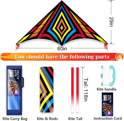 Delta Beginner Kite for Kids & Adults, Easy to Fly Beach Kite