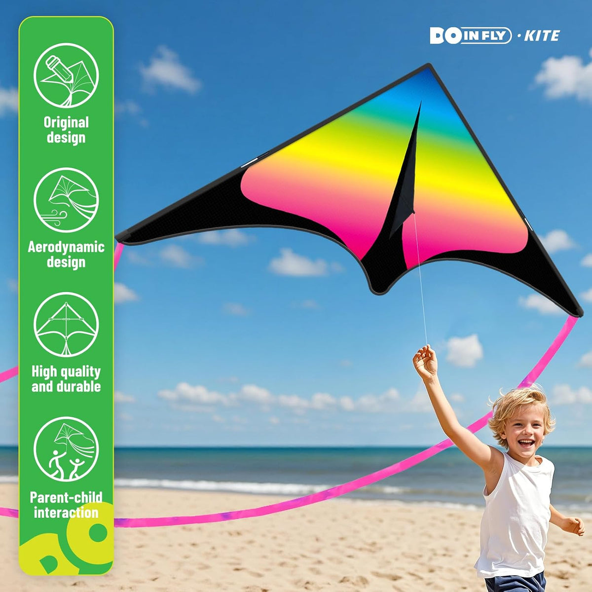 Delta Kite for Kids & Adults, Extremely Easy to Fly Kite, Suitable for Family outings, Outdoor Games and activitie