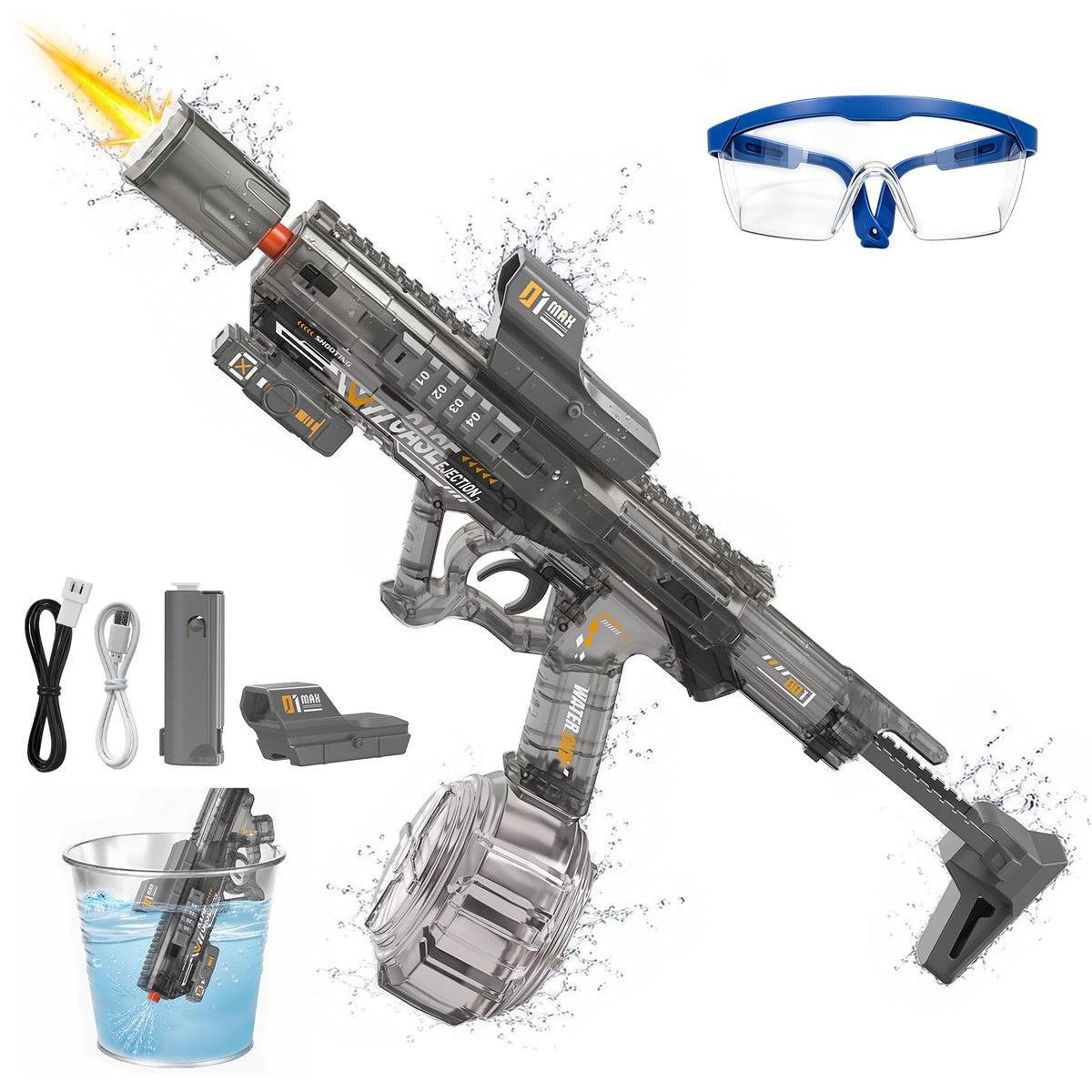 2 Pack Electric Water Guns for Adults, Automatic Water Gun(Black & Blue)