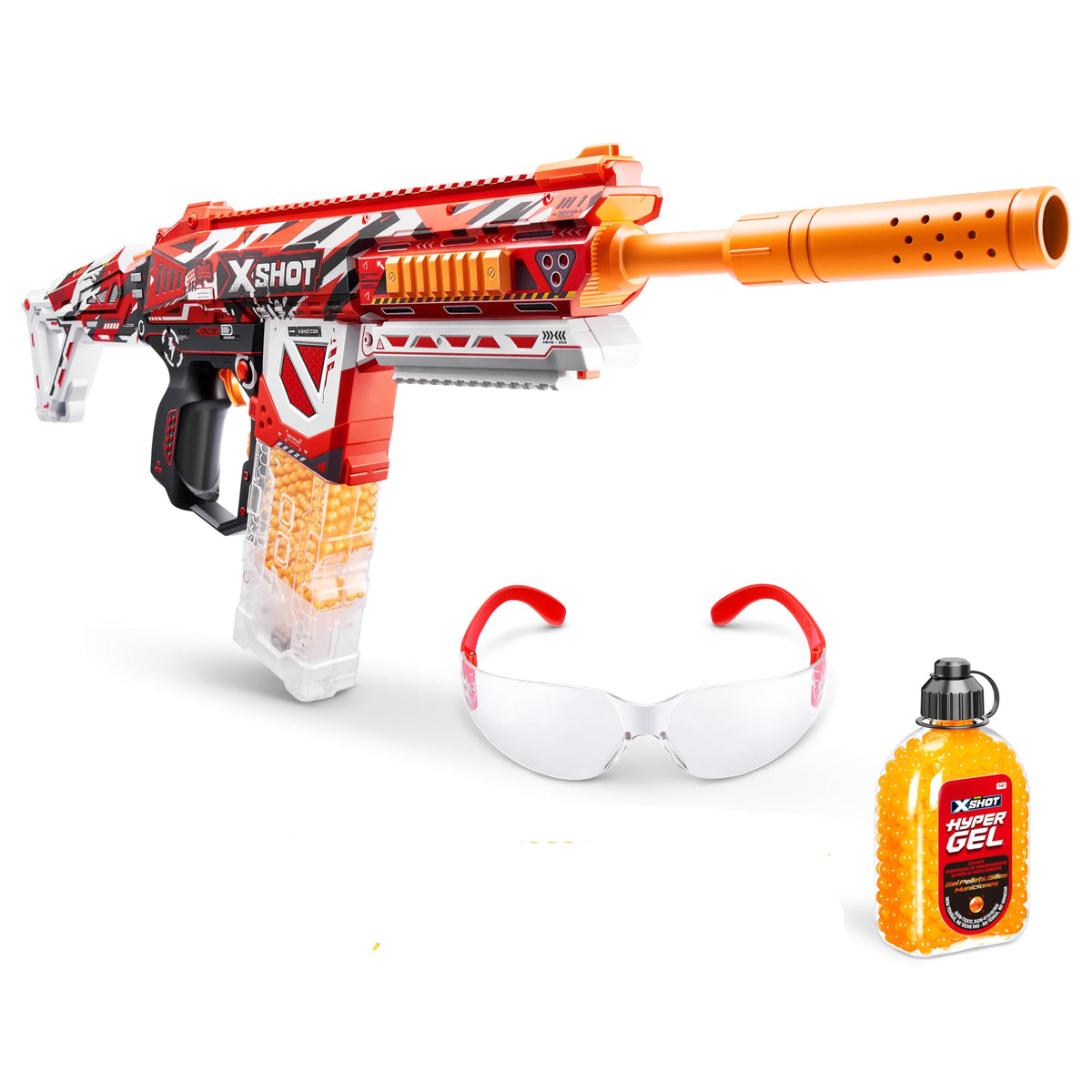 XSHOT Hyper Gel Trace Fire Blaster, Semi and Fully Automatic Gel Blaster & 10,000 Gellets, 600 Capacity Hopper & 850 Capacity Mag, Ages 14 & Up by ZURU