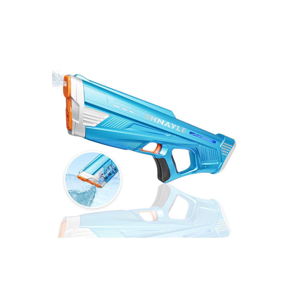 2 Pack Electric Water Guns for Adults Kids USB-C Charging Port, Automatic Powerful Squirt Gun, High Powered Shooting Blasts, Strongest Long Range Auto Water Blaster, Pool Toy (Blue+Red)