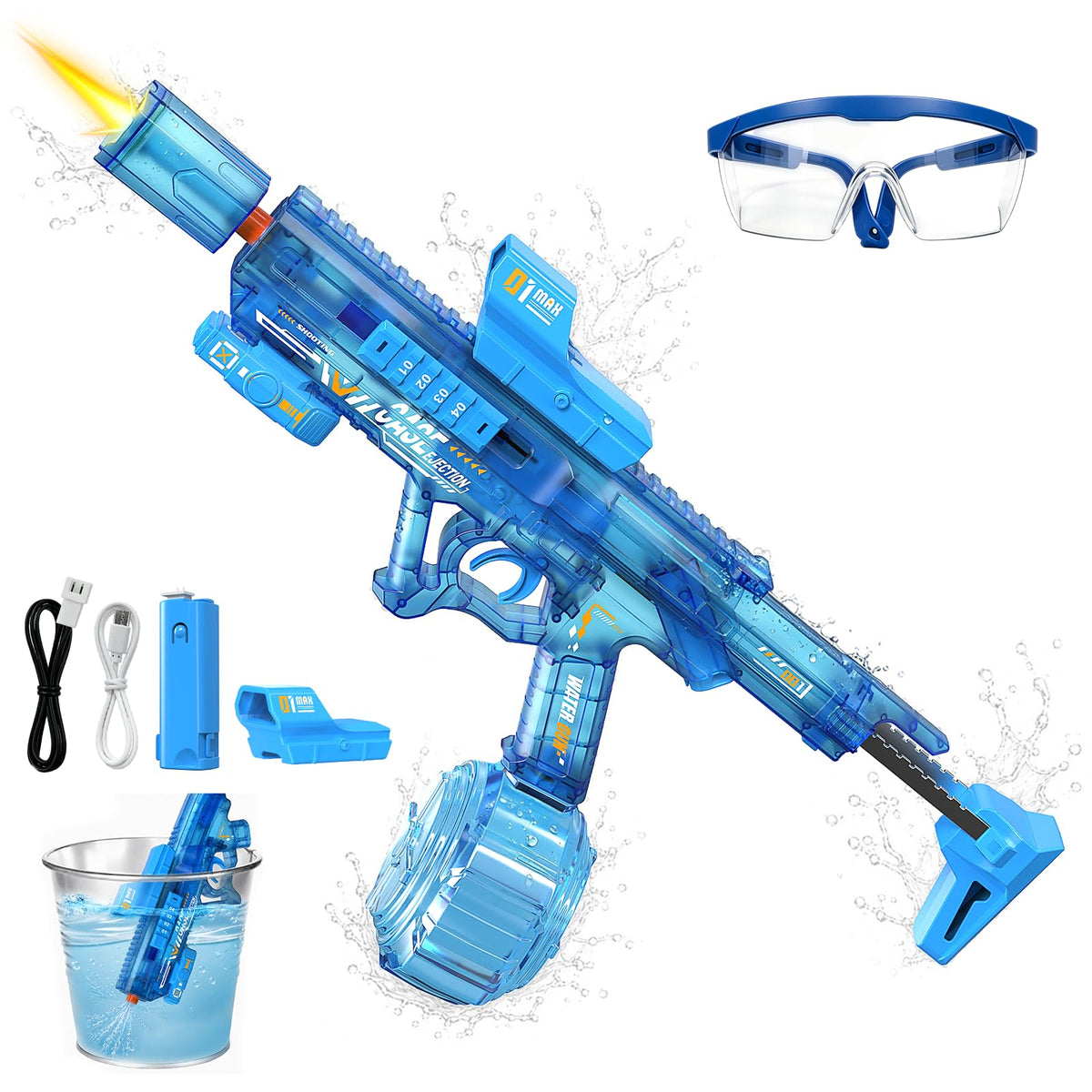 2 Pack Electric Water Guns for Adults, Automatic Water Gun(Black & Blue)