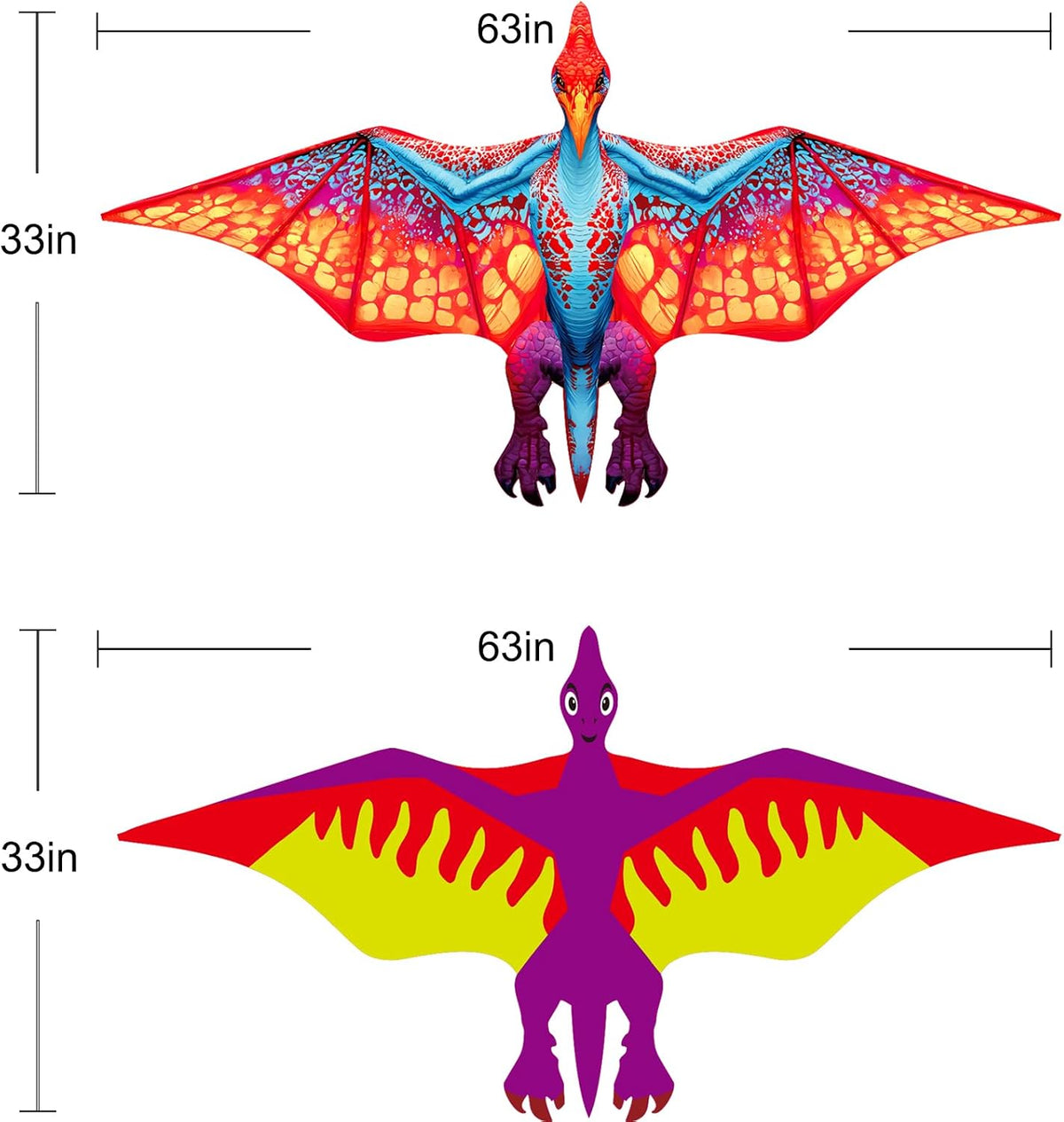 HENGDA KITE 2 Pack Dragon Kites for Kids and Adults，Beach Kite Easy to Fly