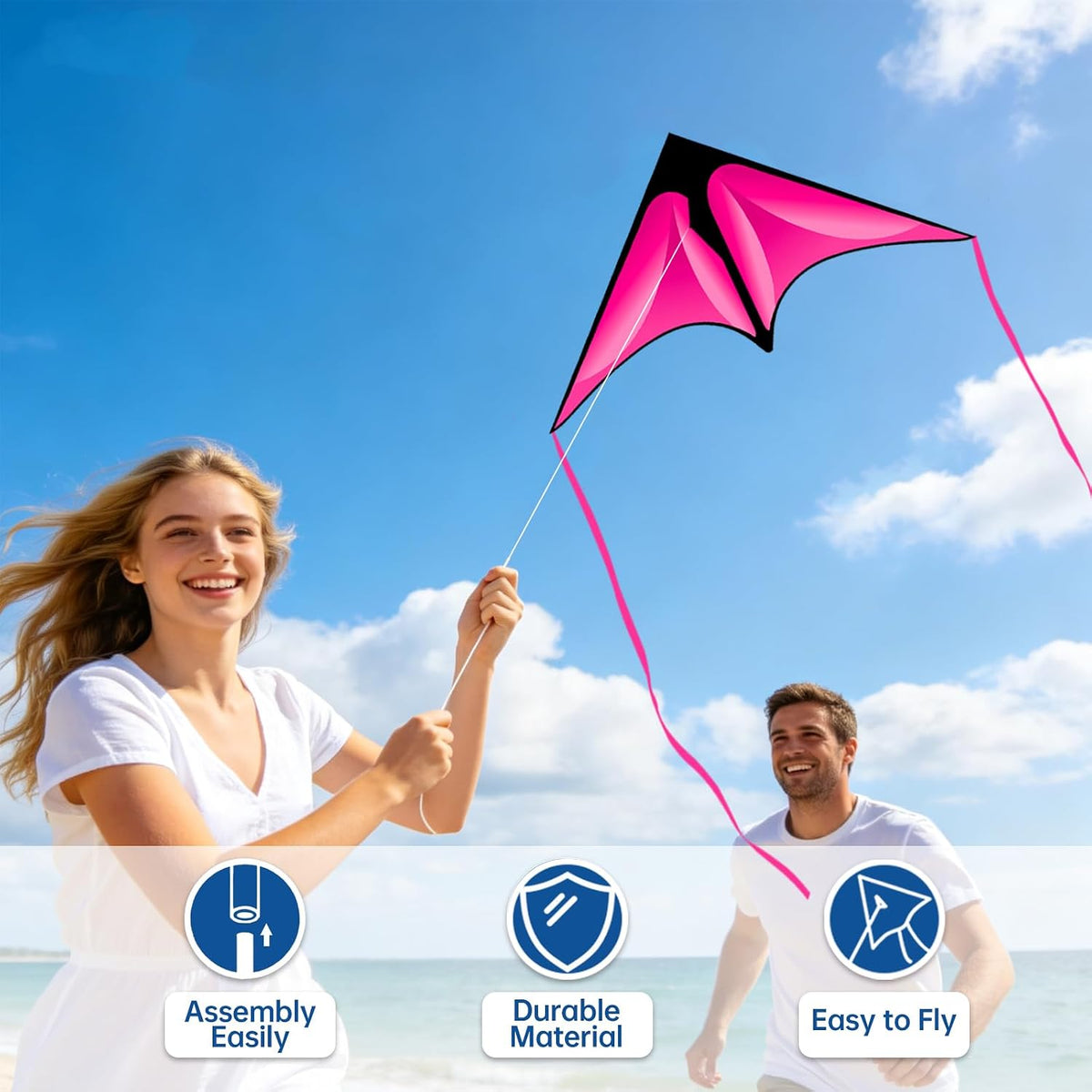 Delta Kite Set for Kids and Adults, 3 Pack Easy to Fly Adult Kites
