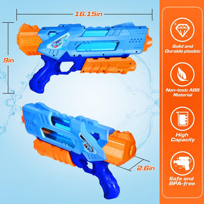 Quanquer 1200cc Super Squirt Water Guns for Kids Adults - 2 Pack Super Water Soaker with Excellent Range - Ideas Gift Toys for Summer Outdoor Swimming Pool Beach Sand Water Fighting Play