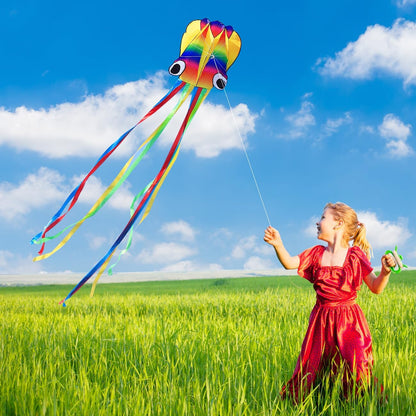 Large Octopus Kites for Kids & Adults, Big Beginner Beach Kites