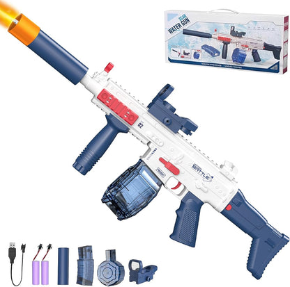 Electric Water Gun With Light Up,Auto Water Gun,Squirt Gun Blaster Up to 32 FT Long Range,Outdoor Party Shooting Game Toy With 2 Batteries & 2 Water Tanks,Ideal Summer Watergun Gift for Kids & Adults.