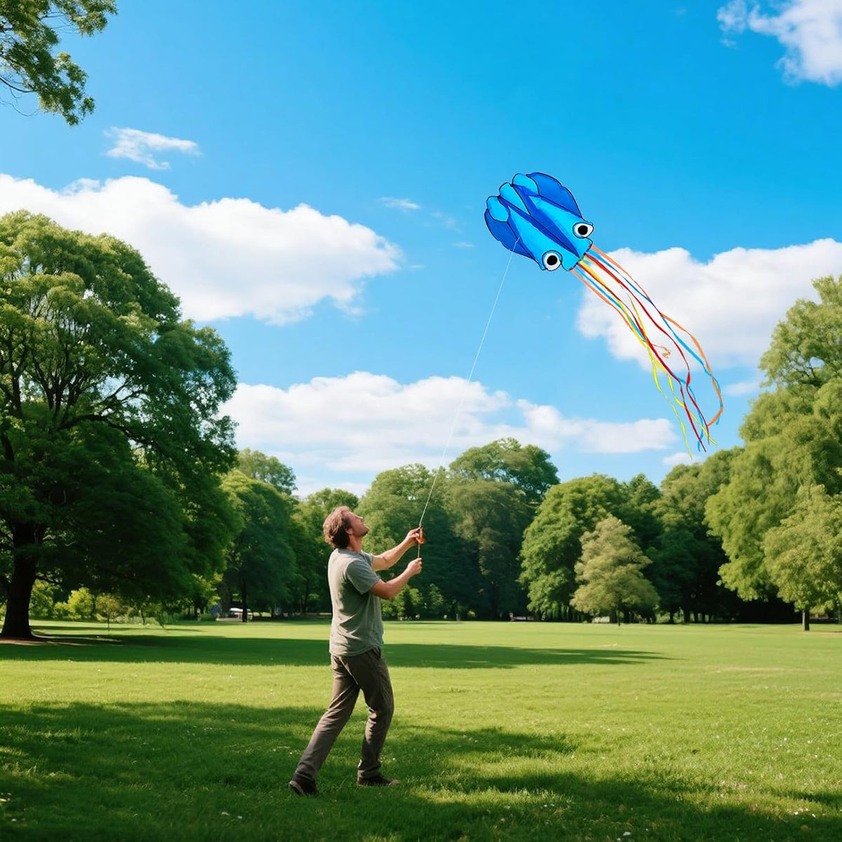 Large Beach Kite and Reel Winder with 650ft String for Kids and Adults, Single Line Kite, Extremely Easy to Fly for Beginners