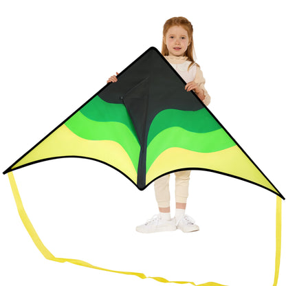 SYNCFUN Large Delta Kite Gradient Green– Easy to Fly for Kids and Adults, Beach Kite with 328 ft String for Outdoor Games and Activities