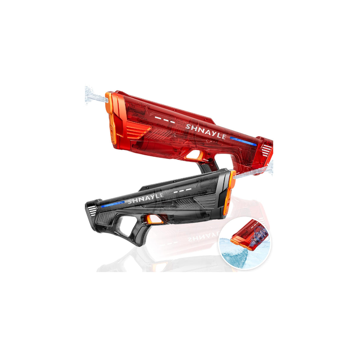 2 Pack Electric Water Gun for Adults Kids USB-C Charging Port, Automatic High Powered Squirt Gun,Powerful Shooting Long Range Auto Water Blaster, Outdoor Water Toy Pool Game (Blue+Red)