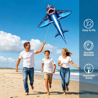 Large Shark Kites for Kids Easy to Fly, Single Line Kite for Boys