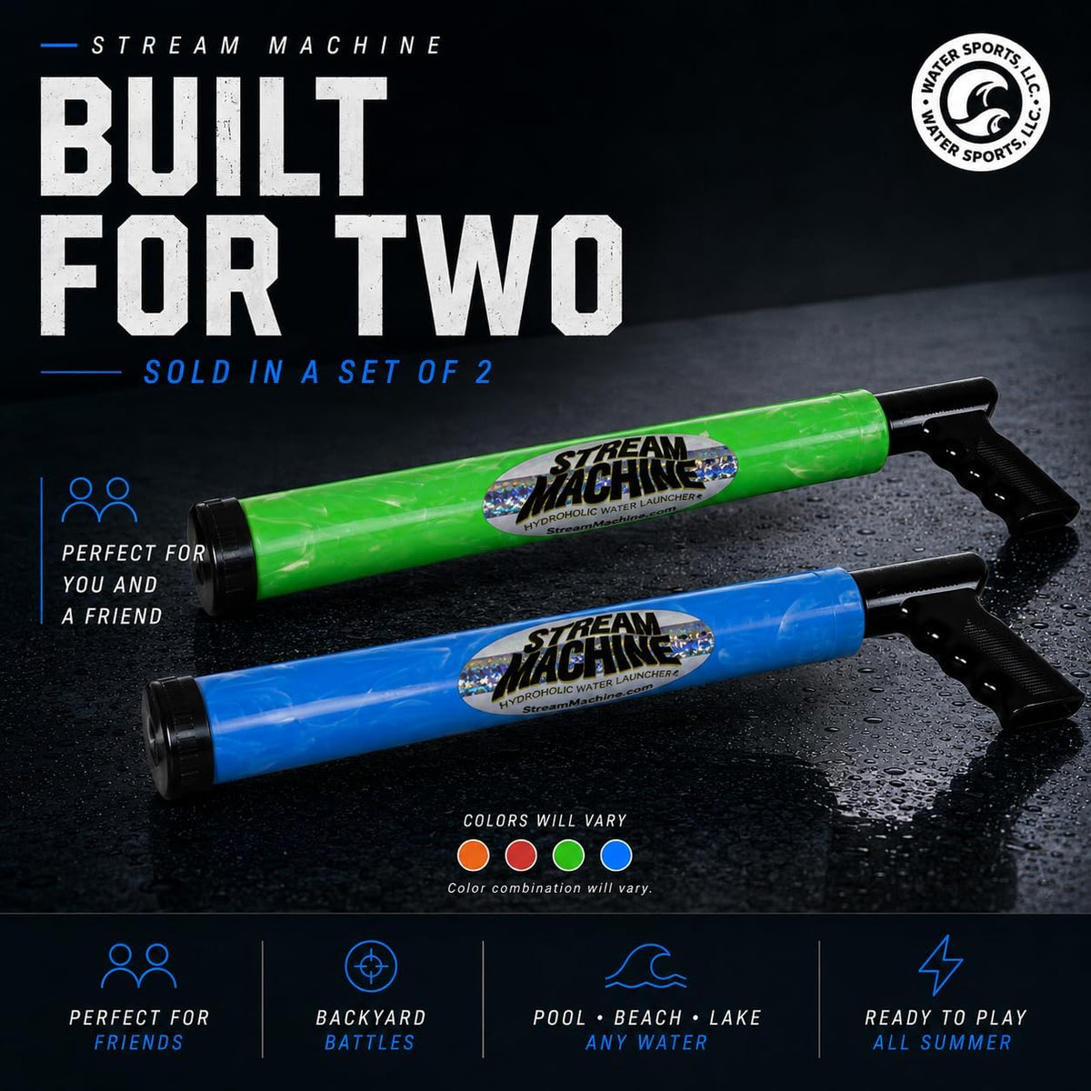 Stream Machine TL-750 Pack of 2, Single Barrel Long Range Water Launcher