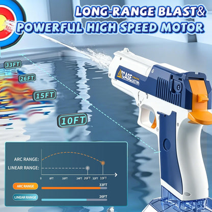 2 Pack Electric Water Gun for Adults & Kids, Up to 32 FT Long Range Water Squirt Guns 450CC+60CC Watergun Blaster Summer Pool Beach Party Toys (Blue&Pink)