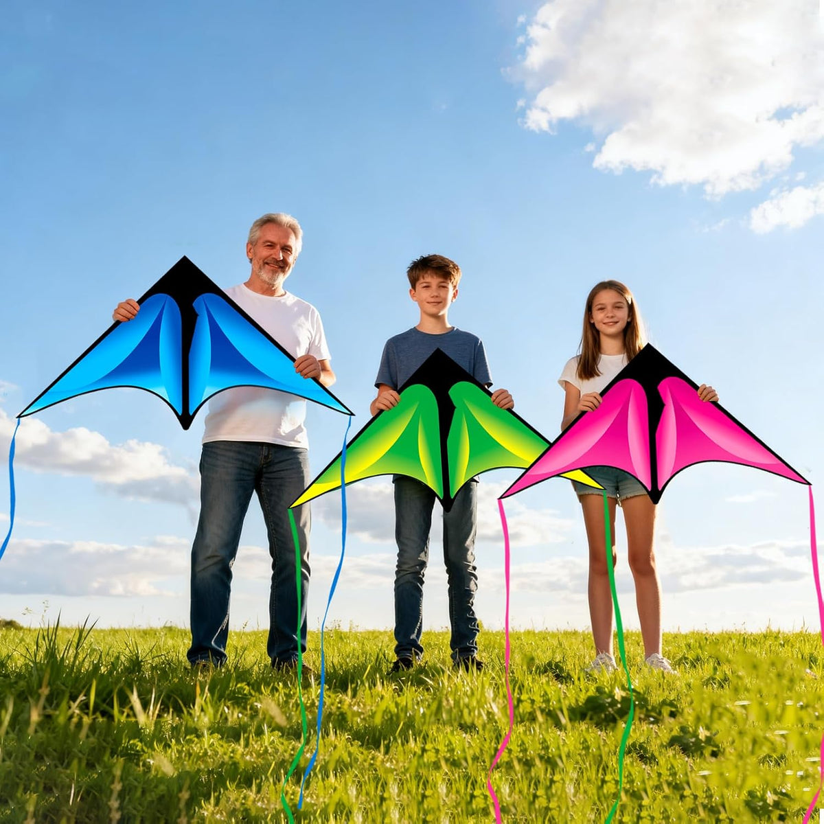 Delta Kite Set for Kids and Adults, 3 Pack Easy to Fly Adult Kites