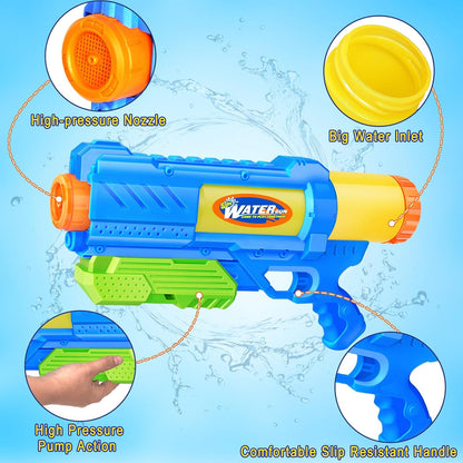 Super Water Gun for Kids Adults: 2 Pack - 1200CC Water Toy Gun Super Water Squirt Blaster Soaker Long Range High Capacity Swimming Pool Beach Outdoor Summer Fun Party Games, Gifts for Boys and Girls