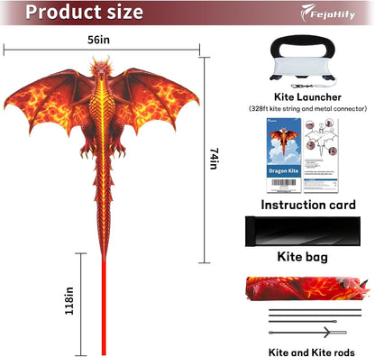 Dragon Kite for Kids and Adults, Easy to Fly for Beach