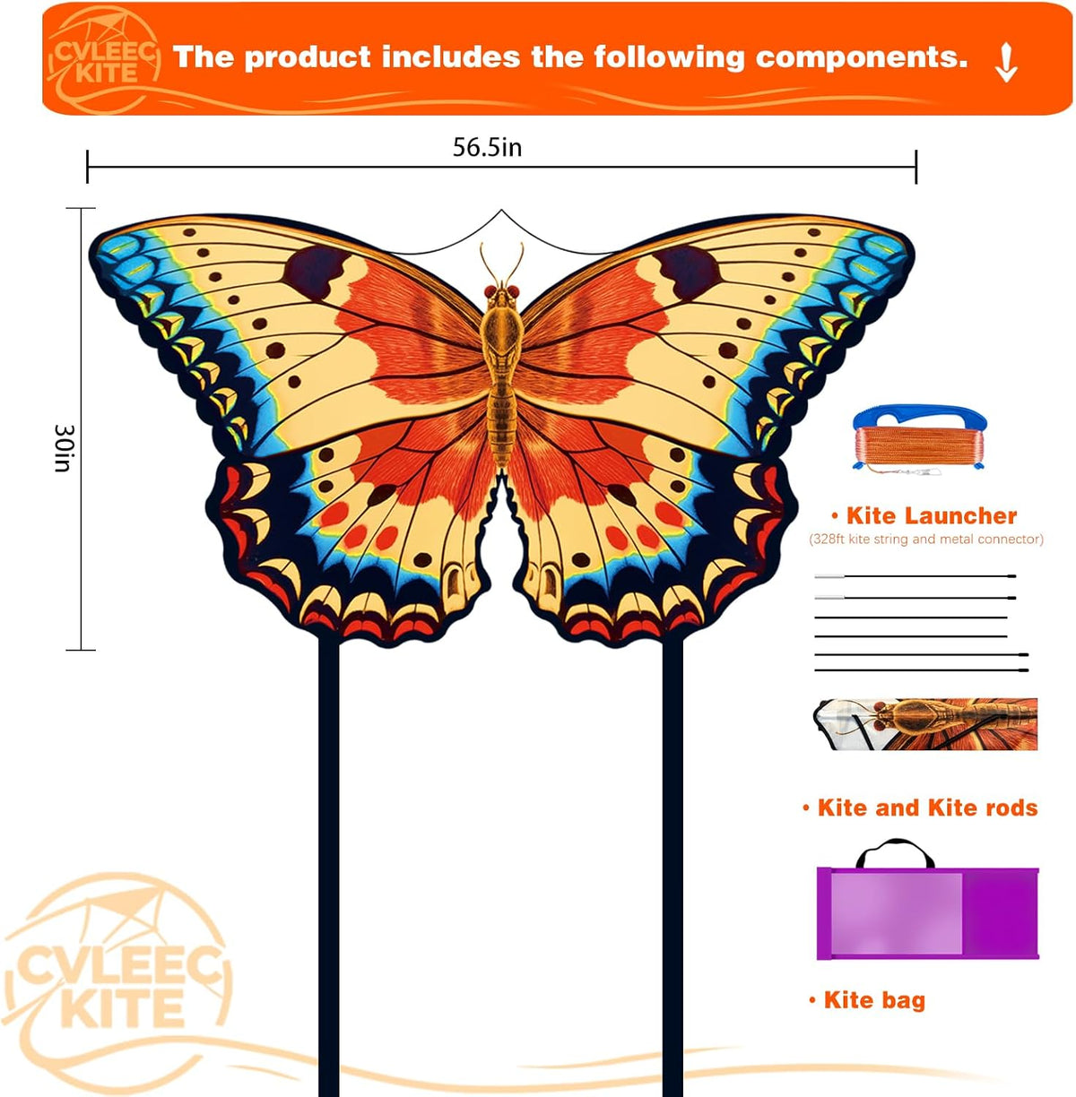 Butterfly Kite for Kids & Adults, Outdoor Kite, Perfect for Beginners, Easy to Fly, Ideal for Beaches, backyards, Grassy Areas