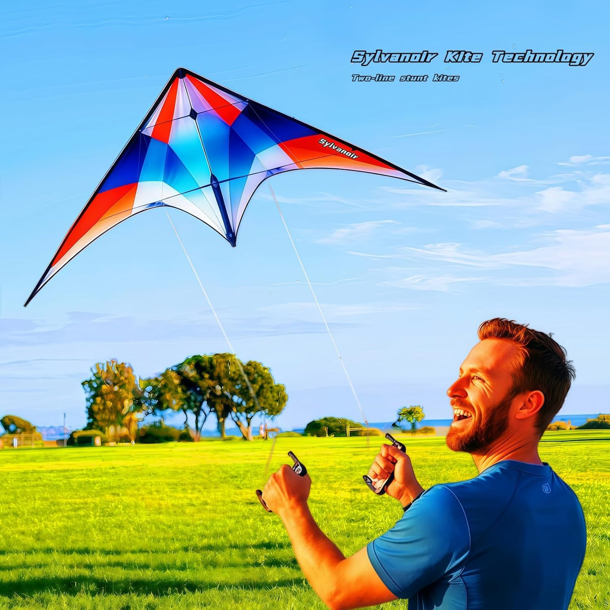 57-Inch Double-Line Sport Stunt Kite with Handle, Ready to Fly & Easy to Control, Ideal for Outdoor Fun at Beach & Park