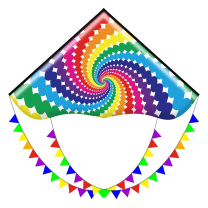HONBO Large Delta Kite for Kids & Adults,Extremely Easy to Fly Kite for Beach Trip,String Line Included,with Colorful Tail,Perfect for Beginners