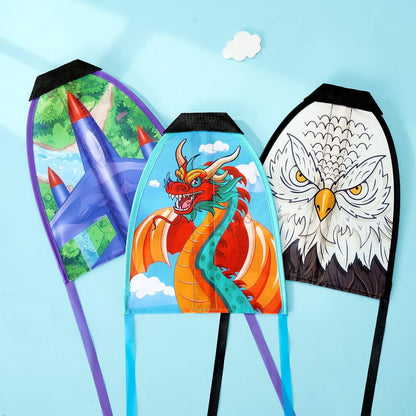 3 Pcs Mini Slingshot Kites - Thumb Ejection Kite Beach Toys Gift for Kids Teens Age 4-18 Years Old Easy to Fly Waterproof Stringless Beach Kite Small Funny Outdoor Sports Toy Dinosaur Rocket Style