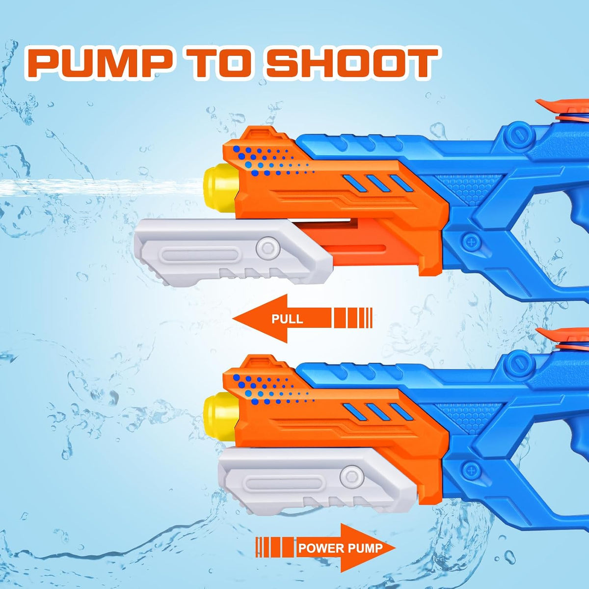 Quanquer 8 Pack 600cc Water Guns for Kids & Adults, Large Capacity Pump Action Super Squirt Blasters Soaker with Long Range up to 32 FT, Summer Outdoor Pool Beach Water Toys for Boys Girls
