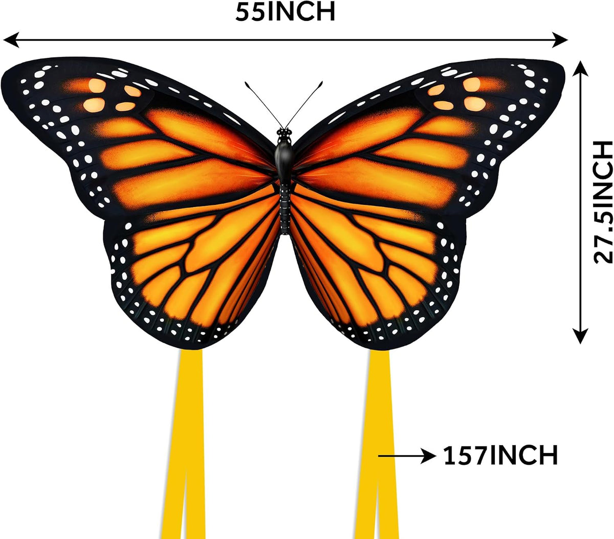 2024 New 55" Monarch Butterfly Kite for Kids and Adults Large Kites Easy to Fly Beginners Single Line String with Tail for Beach Trip Park Outdoor Activities