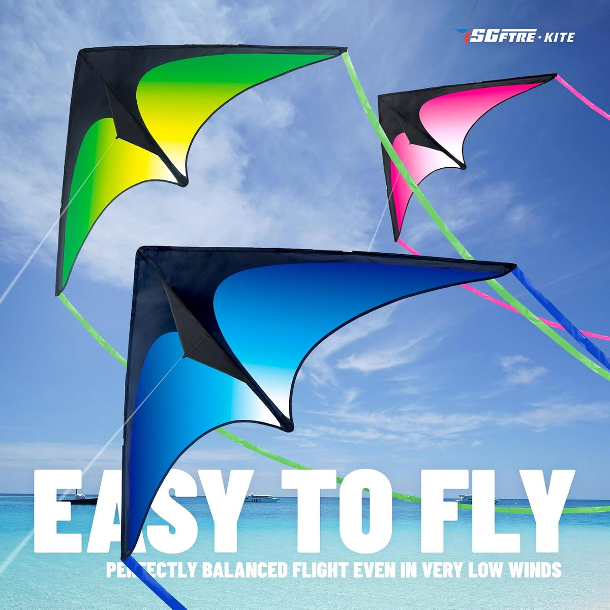 SGftre Delta Kite Three Set for Kids and Adults,Easy to Fly Adult Kites,Perfect Family Kite for Parks and Beach, Delta Kites for Fun Outdoor Activities