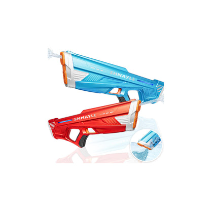 2 Pack Electric Water Guns for Adults Kids USB-C Charging Port, Automatic Powerful Squirt Gun, High Powered Shooting Blasts, Strongest Long Range Auto Water Blaster, Pool Toy (Blue+Red)