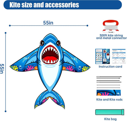 Shark Kite for Kids, Easy to Fly Kites for Boys & Girls Ages 4-8