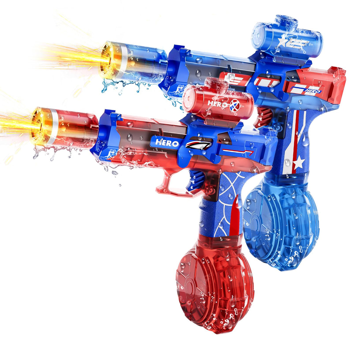 Electric Water Guns for Adults Kids, Automatic Squirt Gun, with 26FT Range, Super Blaster Soaker High Capacity Pistol for Swimming Pool Party Toy ColorBlast LED Electric Water Gun (Blue)