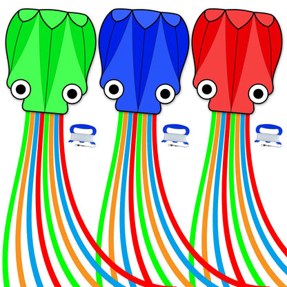 SGftre 3 Piece Set Butterfly Delta Octopus Kites for Kids and Adults，Easy to Fly for Outdoor Adults Children Line Kite for Kids Toy (Gradient Grassland Rainbow+Octopus Red+Blue Dreamy Butterfly, 3)