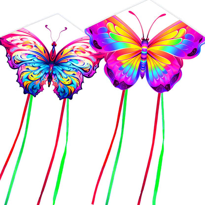 HENGDA KITE 2 Pack Butterfly Kite,for Kids and Adults,Easy to Fly,Excellent Fabric and Structure Design,The Pictures are Beautiful in high Definition,Suitable for Beginners(31x22)