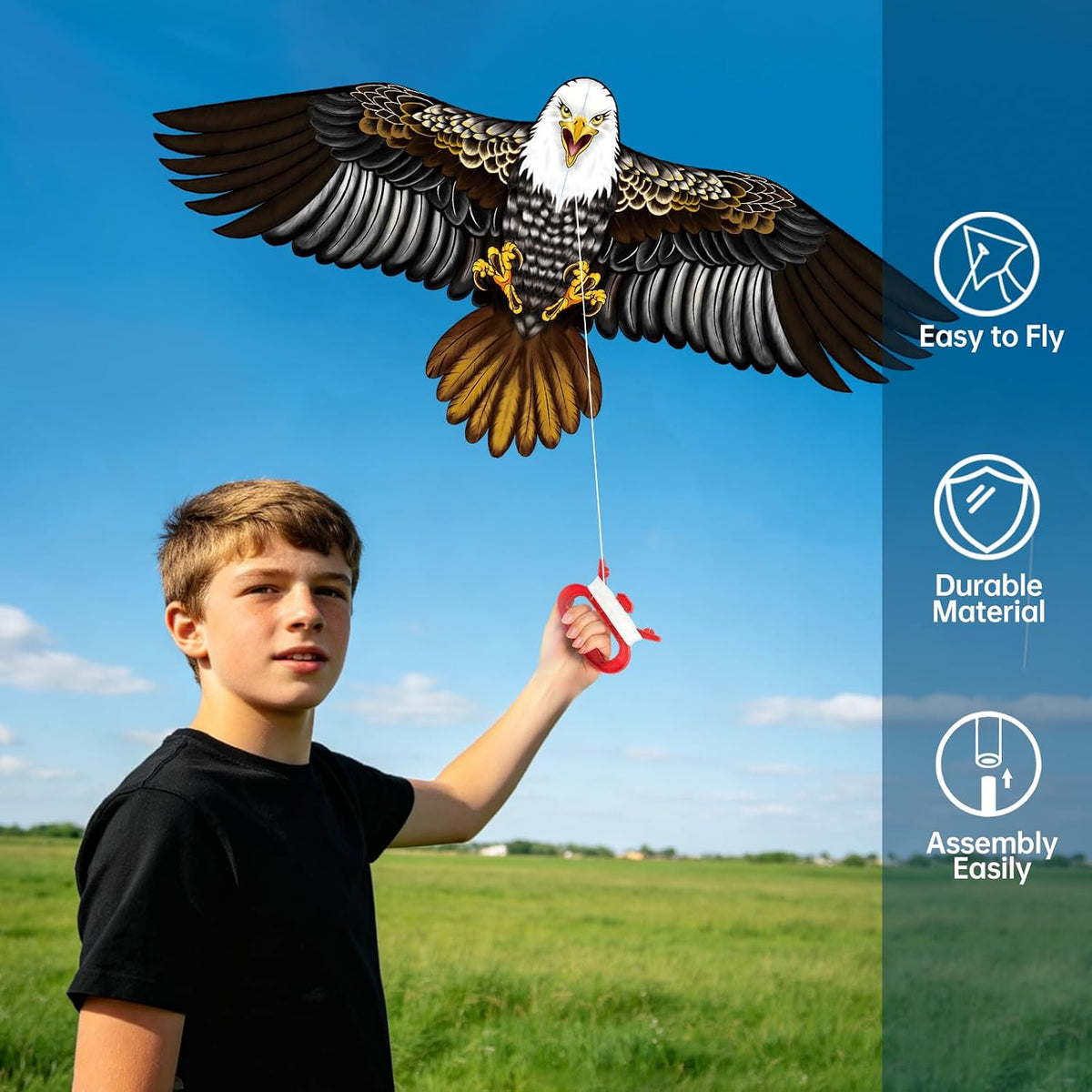 Large Kites for Kids Ages 4-12 Easy to Fly, Single Line Kite for Adults